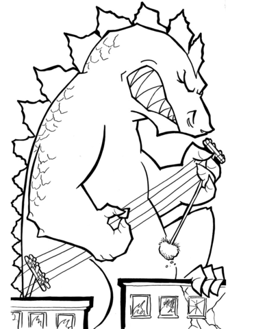 Godzilla Guitar Hero Coloring Page